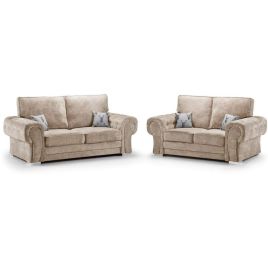 Verona High Back 3 Seater and 2 Seater Sofas Set with Optional Extras - Mink