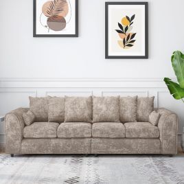 LORVANI Fabric 4 Seater Scatterback Sofa - Beige