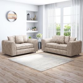 LORVANI Fabric 3 and 2 Seater Scatterback Sofa Set - Beige