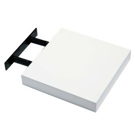 SHEVIX Box Shelf Wood Floating Shelf Display Storage - Gloss White, 24cm
