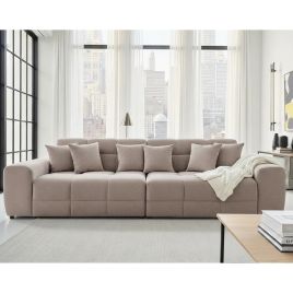 STACIE Fabric 4 Seater Sofa - Latte