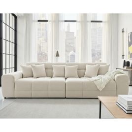 STACIE Fabric 4 Seater Sofa - Natural