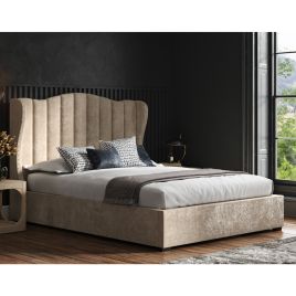 Sherwood Fabric Sleigh Stone Chenille Ottoman Bed - 5ft Kingsize