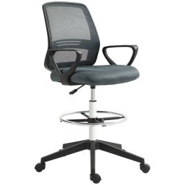 Preston Ergonomic Mesh Back Drafting Chair Adjustable Height - Grey
