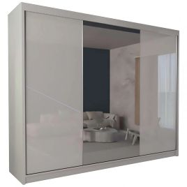 Sliding Wardrobe - TEXAS 3 Door Mirrored Wardrobe White - 250cm