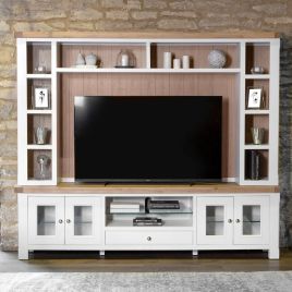 Chunky Oak Extra Large TV Unit Top with Cubby Hole Sections - White
