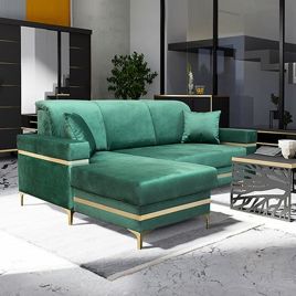 Wakefield Gold Touch Corner Storge Sofabed Left, Right Orientation - Green