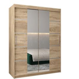 Sliding Wardrobe - VICENZA IV 2 Door Mirrored Wardrobe Oak Sonoma 150cm