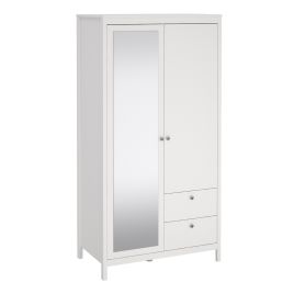 Wardrobe - MEMPHIS 2 Door 2 Drawers Wardrobe White 102.3cm