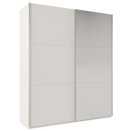 Sliding Wardrobe - WINFAIR 2 Door Mirrored Wardrobe White 200cm