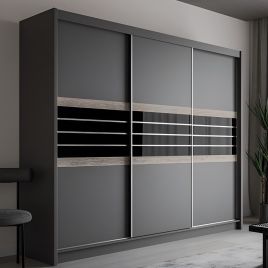 Sliding Wardrobe - DACORUM 3 Door Wardrobe Black 250cm