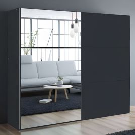 Boris 250cm Sliding Door Mirror Wardrobe - Black