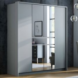 Wardrobe - WAVERLEY 6 Door Wardrobe Platinum 200cm