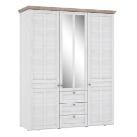 Wardrobe - LAUNCESTON 3 Door Wardrobe Oak Nelson with Snowy Oak 155cm