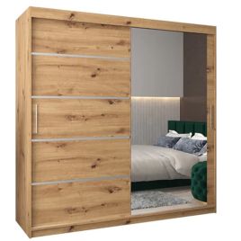 Sliding Wardrobe - VICENZA II 2 Door Mirrored Wardrobe Oak Artisan 200cm