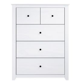 HARLAN White Chest of Drawers - Medium-sized, 5 Drawers