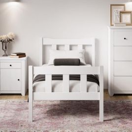 HARLAN Single Wooden Bedframe - White