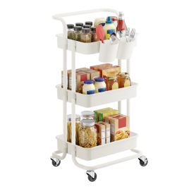 EATON 3 Tier Storage Trolley with Handle - White