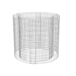 Silver Metal Round Tall Gabion Planter