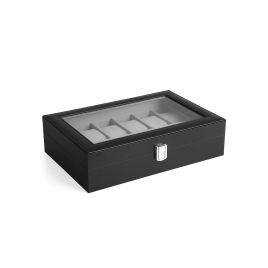 Black 12-Slot Watch Box