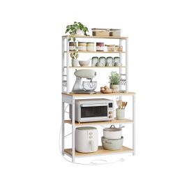 FERNHAVEN Kitchen Utensil Racks with Power Outlet - Brown and White
