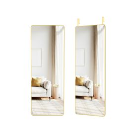ROWANSHIRE Arched Full Length Mirror for Over the Door and Wall Mounting - Gold