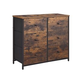 SHREVEPORT Oak Finish Chest of Drawers - Medium-sized, 6 Drawers