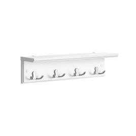 Wall Hooks with Shelf for Coat Storage - White