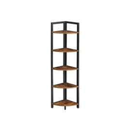 Industrial Brown 5-tier Free Standing Corner Shelf