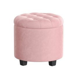 ALDERSHORE Round Ottoman Seat with Storage and Footrest - Pink