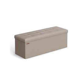 Storage Ottoman - VELSO Foldable Storage Ottoman 110cm Camel Brown