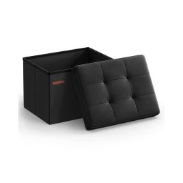 Ottoman Foot Rest - VELSO Foldable Small 31 x 41 cm - Black