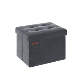 31 x 41 x 31 cm Foldable Storage Ottoman Bench Slate Grey