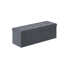 38 x 110 x 38 cm Foldable Storage Ottoman Bench Slate Grey