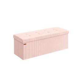 Storage Ottoman Bench - VELSO Foldable Foot Rest Bench - Pink