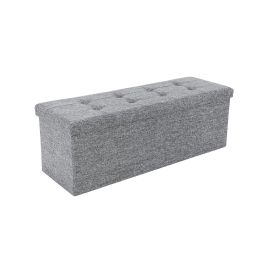 Storage Ottoman - VELSO Folding Storage Ottoman Bench with Storage - Grey