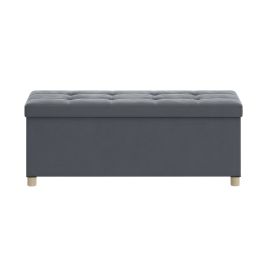 BRAMBLECREST 112L Velvet Storage Ottoman with Lid - Grey