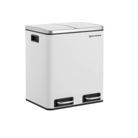 White Dual Rubbish Bin with Step