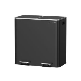 WHITELOW Dual Compartment Rubbish Bin with Soft Close and Pedal - Black