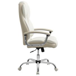BRAMBLETHORN Synthetic Leather Office Chair with Armrest - White