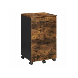 Industrial Brown Mobile Filing Cabinet with 2 Drawers