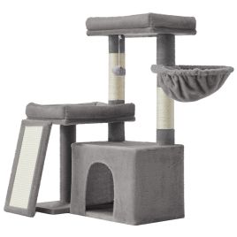 ALGUBO Multi Level Cat Tree with Scratching Posts - Light Grey