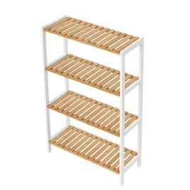 BRISTOWELL 3 Tier Tall Bathroom Rack with Storage Shelf - Brown and White