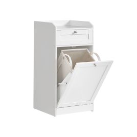 Bathroom Cabinet - ORATA Storage Unit with Drawer and Laundry Hamper - White