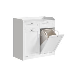 Bathroom Cabinet - ORATA Laundry Basket Cabinet - White