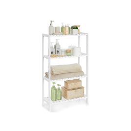 Bamboo Shelf - FINVAS 4 Tier Storage Unit 26 x 60 x 100 cm - White