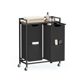 Laundry Basket - LUSTTO 110L 2 Compartment - Black