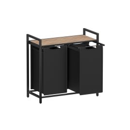 2-Compartment Laundry Hamper Camel Brown and Black