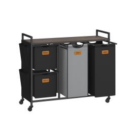 Laundry Hamper - ZARDA 150L 4 Compartment - Chestnut Brown