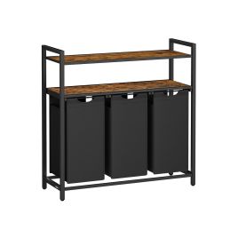 Laundry Basket - ZARDA 3 Bags 40L Rustic Brown and Black